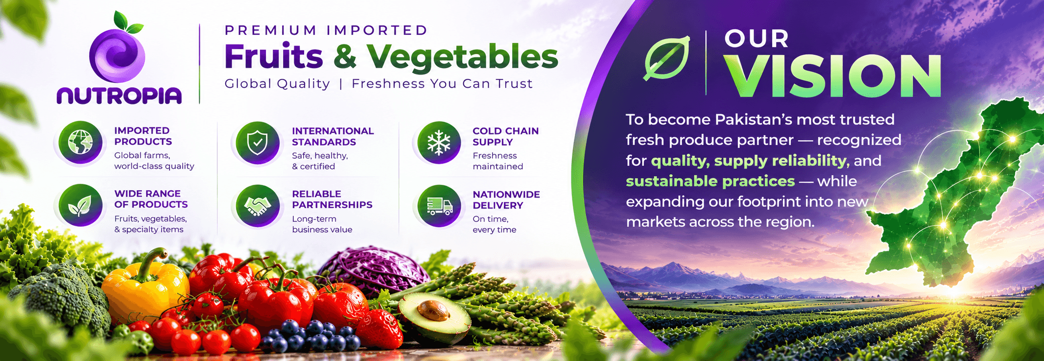 Nutropia - Premium Imported Fruits & Vegetables, global quality; our vision to become Pakistan's most trusted fresh produce partner