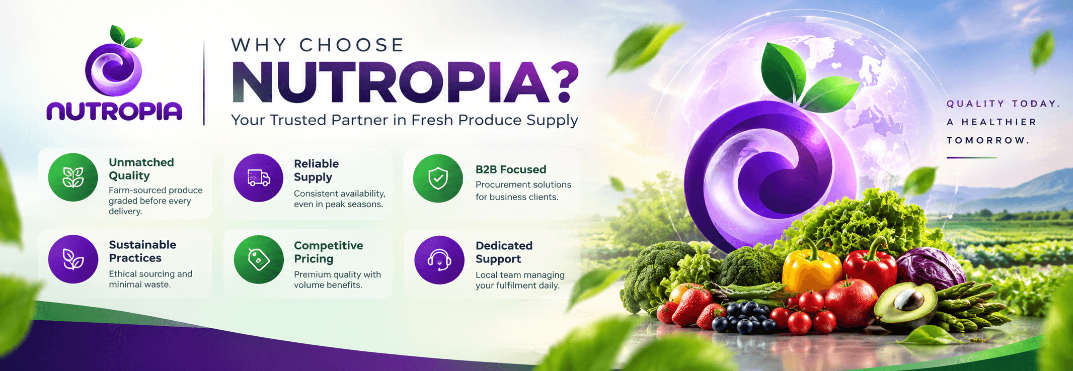 Why choose Nutropia - your trusted partner in fresh produce supply, quality today for a healthier tomorrow